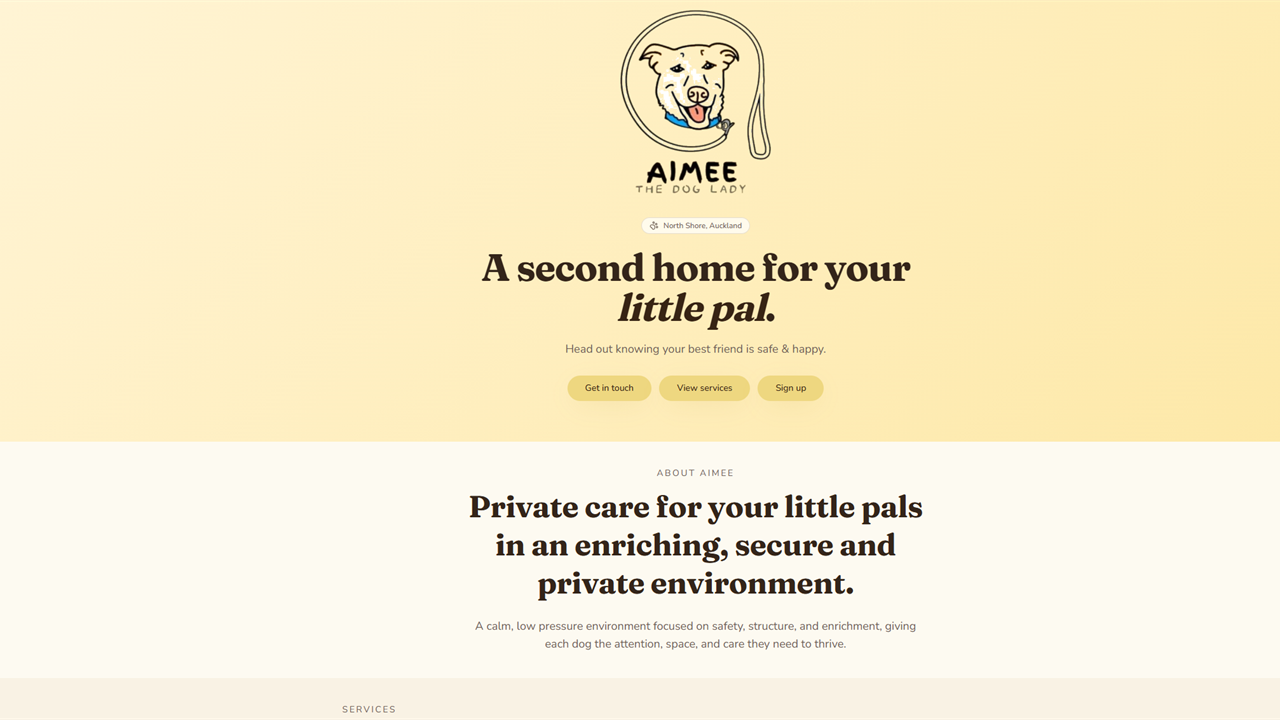 Aimee the Dog Lady website preview