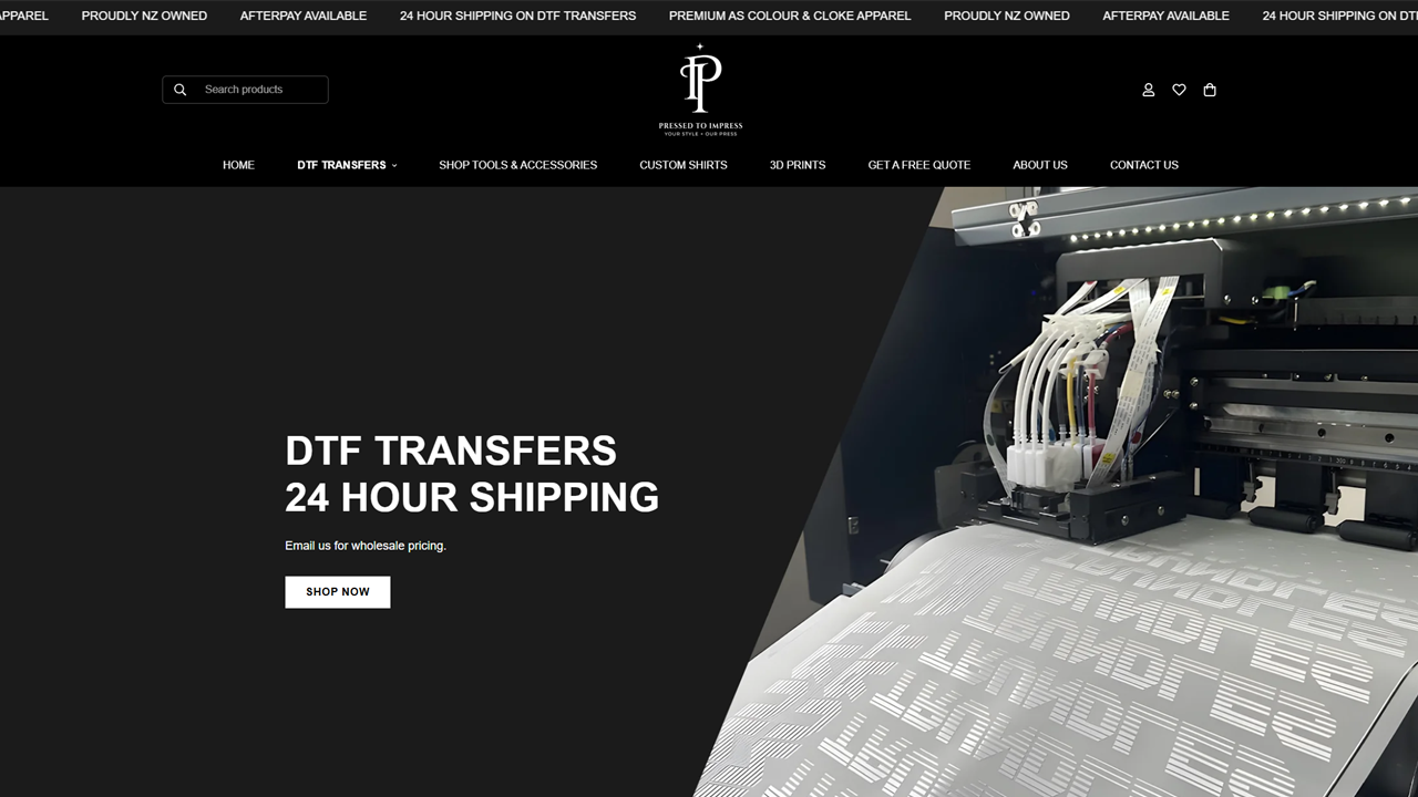 Pressed to Impress website preview